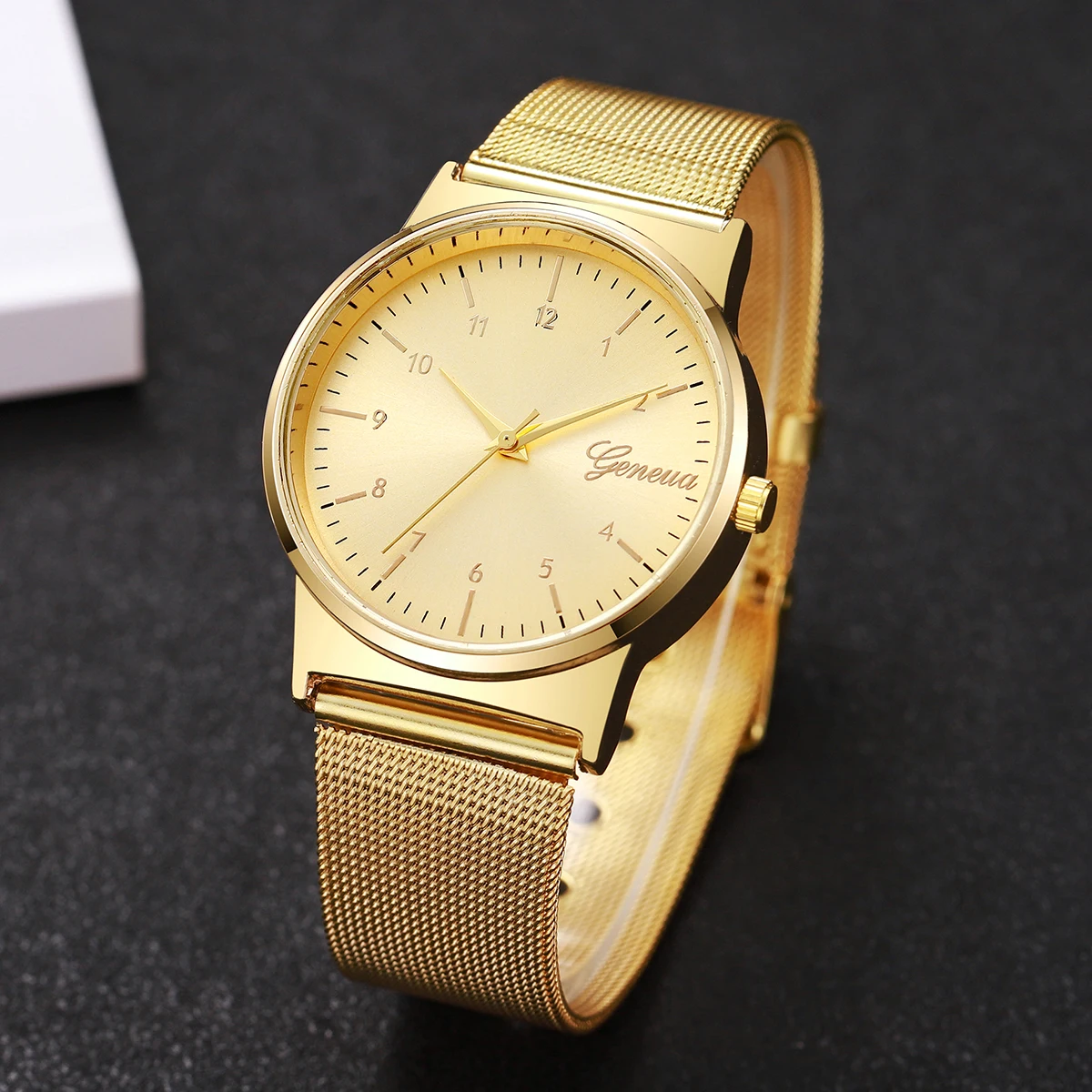 2PCS/Set Fashion Mesh Band Women Watches Set Simple Arabic Dial Ladies Quartz Wristwatch Bracelet Set Reloj Mujer(Without Box)