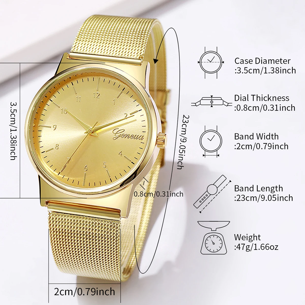 2PCS/Set Fashion Mesh Band Women Watches Set Simple Arabic Dial Ladies Quartz Wristwatch Bracelet Set Reloj Mujer(Without Box)