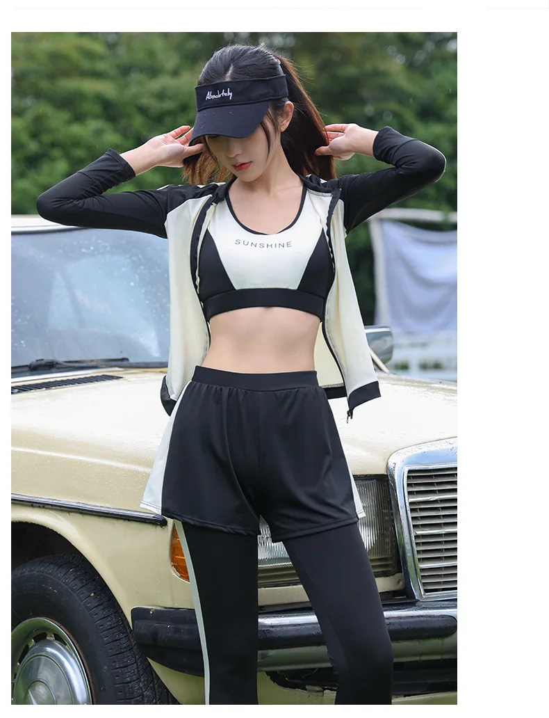 Swimsuit Women Summer Split Conservative Snorkeling Sunscreen Long Sleeve Pants Five Piece Set Jellyfish Sports Surfing Swimsuit