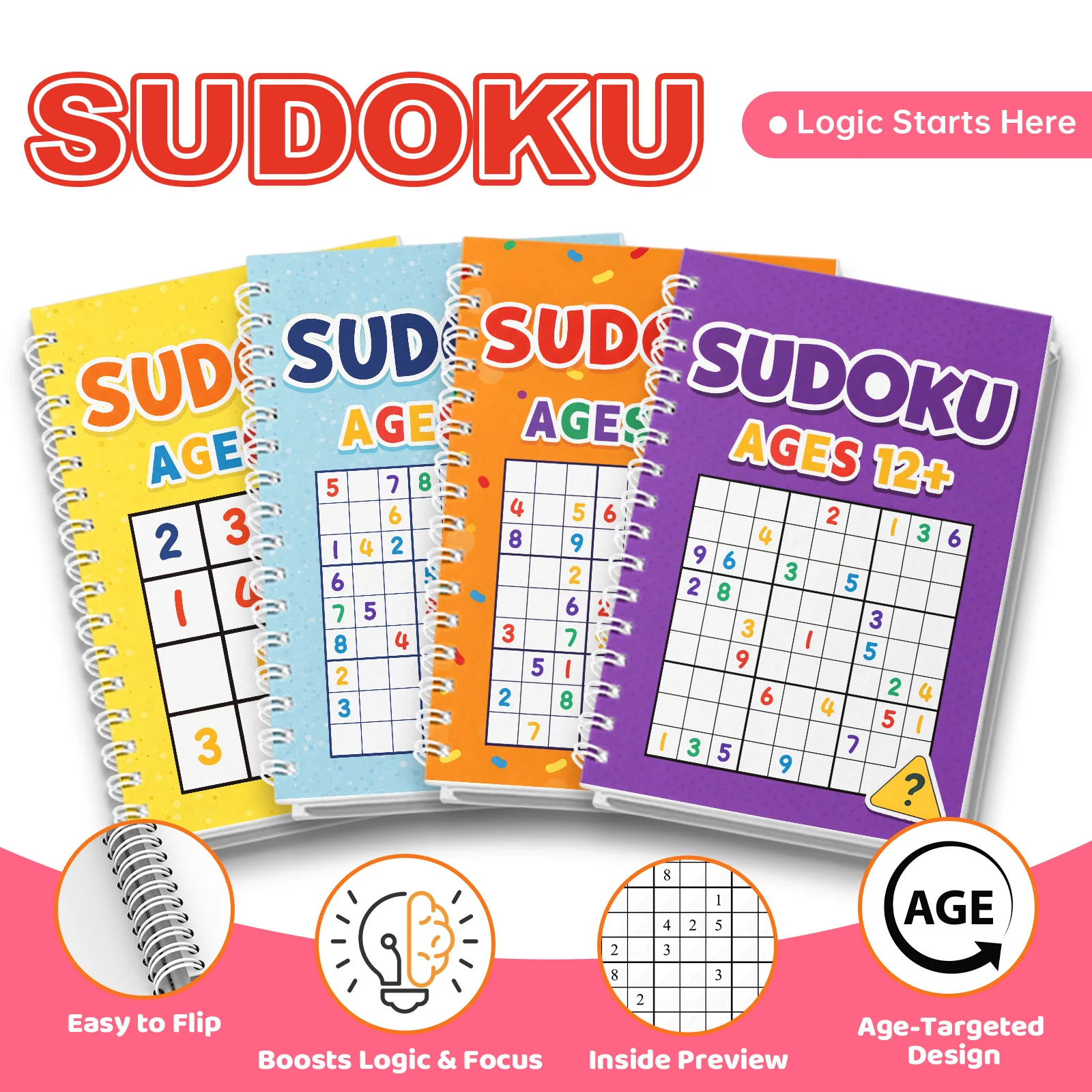 Sudoku Puzzle Book for Smart Kids | Fun Logic Games to Boost Focus, Thinking & Problem-Solving