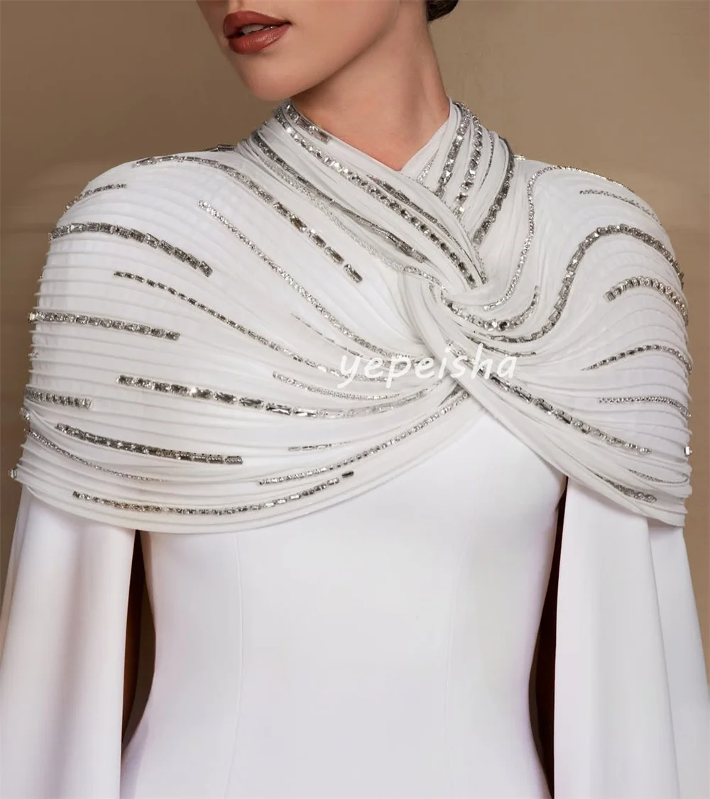 Customized Sparkle Fashion Jersey Beading Sequined Straight High Collar Long Dresses Bespoke Occasion Dresses Sizes Available