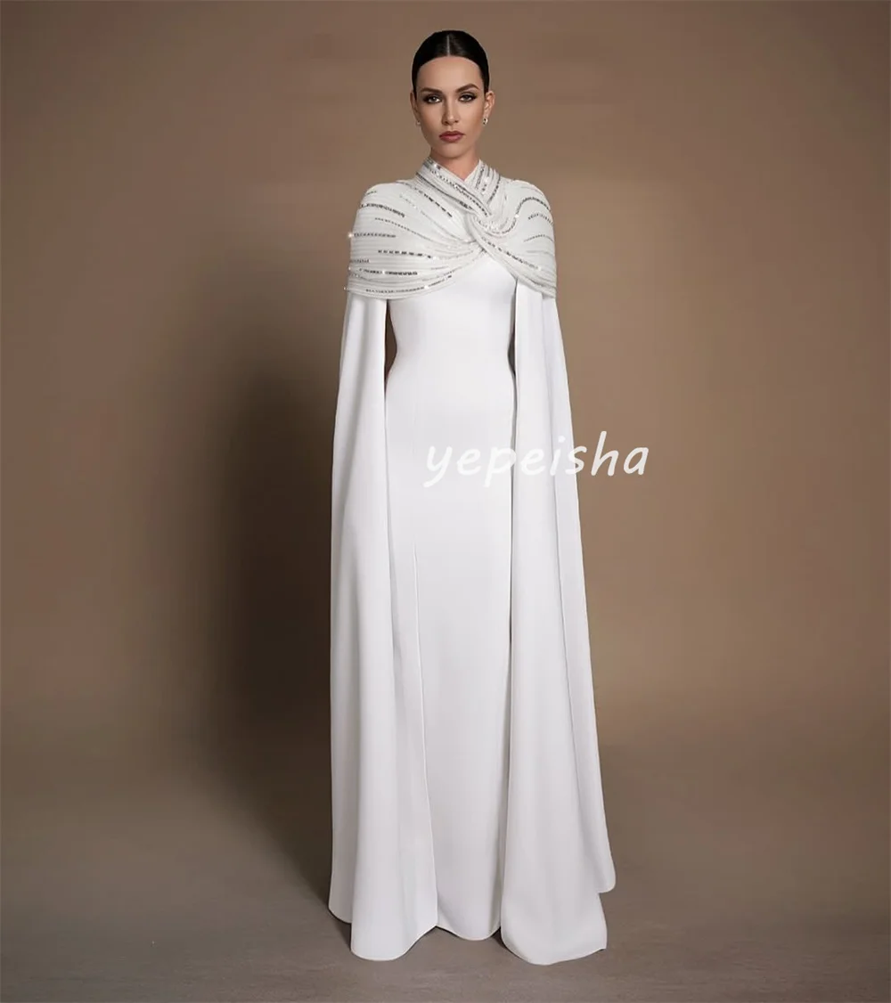Customized Sparkle Fashion Jersey Beading Sequined Straight High Collar Long Dresses Bespoke Occasion Dresses Sizes Available