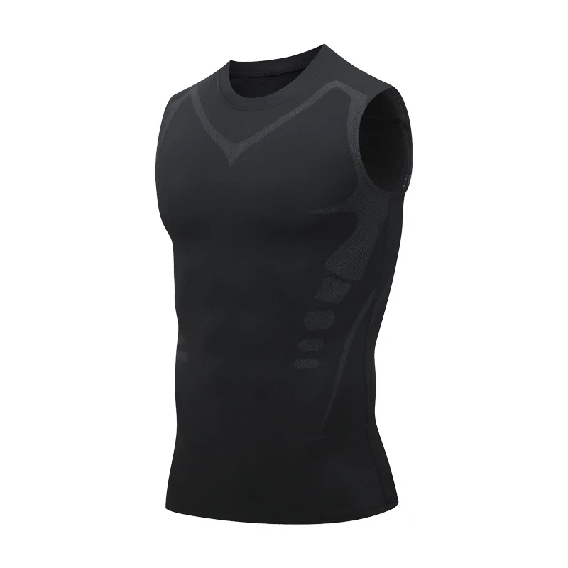 Men's Shoulder Quick Drying Vest, Sports Tight Fitting Vest Super Elastic Breathable Sweat Absorbing, Running, Fitness Training