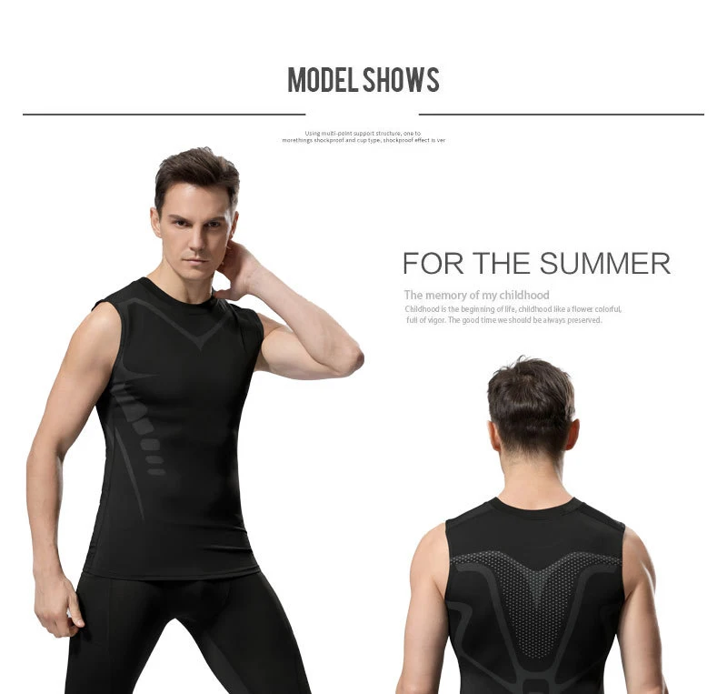 Men's Shoulder Quick Drying Vest, Sports Tight Fitting Vest Super Elastic Breathable Sweat Absorbing, Running, Fitness Training