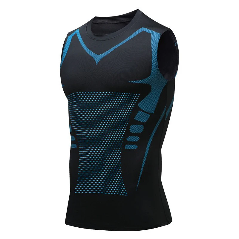 Men's Shoulder Quick Drying Vest, Sports Tight Fitting Vest Super Elastic Breathable Sweat Absorbing, Running, Fitness Training
