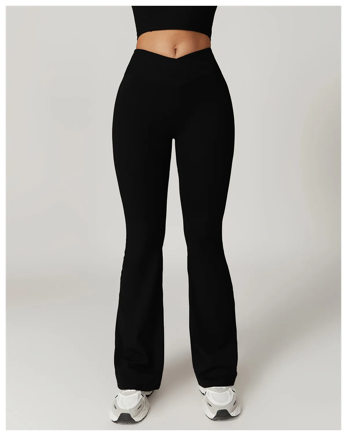 Crossover Flare Yoga Leggings for Women High Waist V Cross Bell Bottoms Tummy Control Yoga Pants Wide Leg Fitness Leggings
