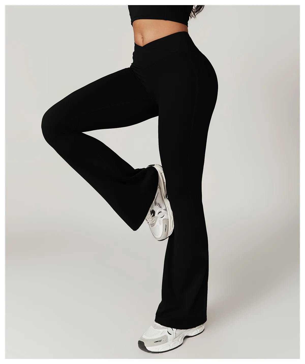 Crossover Flare Yoga Leggings for Women High Waist V Cross Bell Bottoms Tummy Control Yoga Pants Wide Leg Fitness Leggings