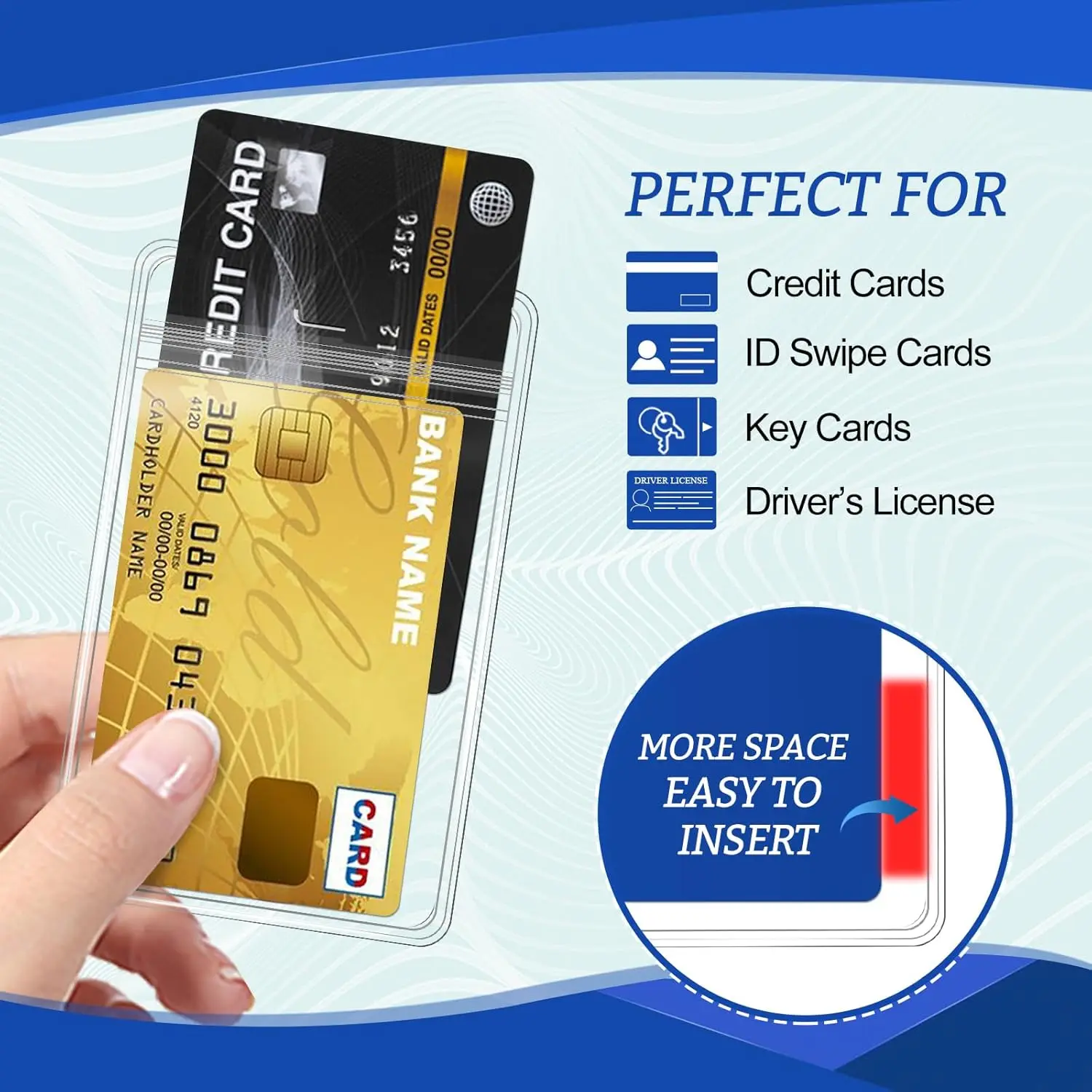 50-1PACK ID Card Name Badge Holder Waterproof Card Protector IDCard Credit Collect Vertical Sleeve Pouch Office School Supplies