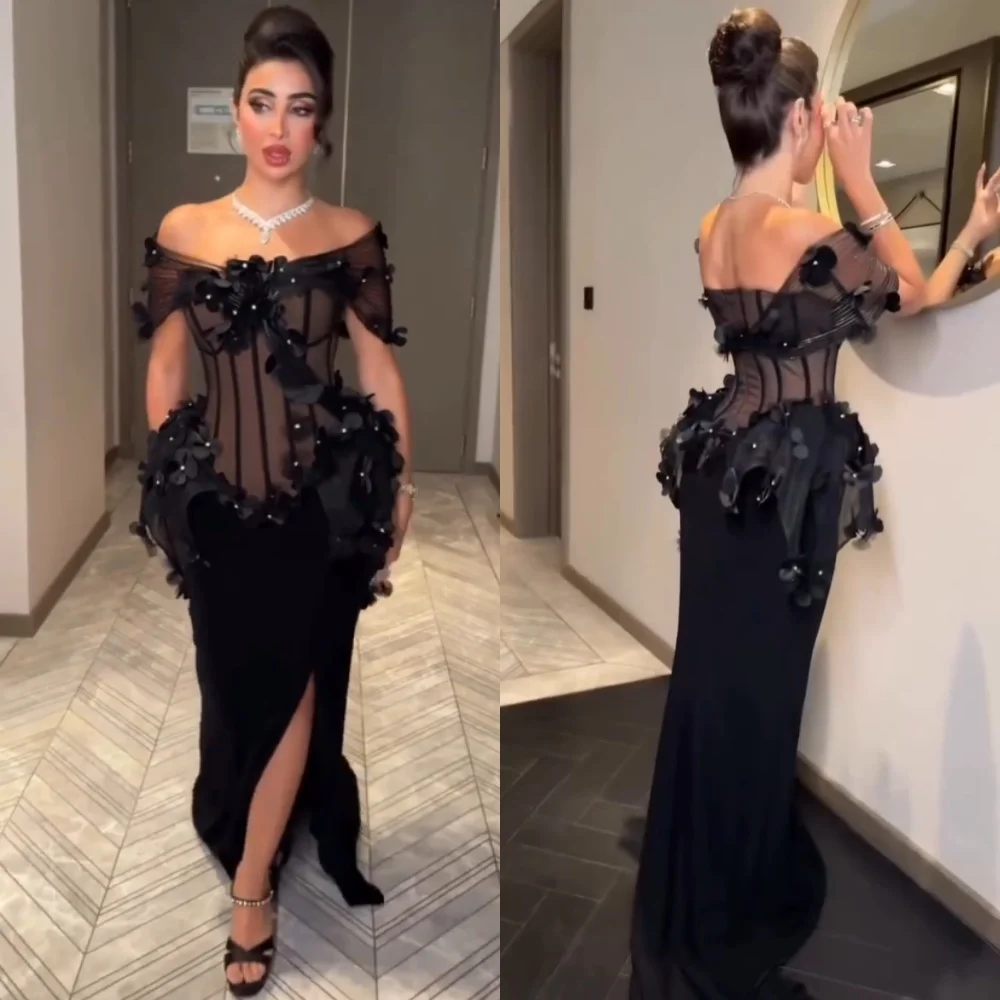 Customized Jersey Applique Temperament Mermaid Off the Shoulder Floor-length Bespoke Occasion Charming Evening Party Sexy