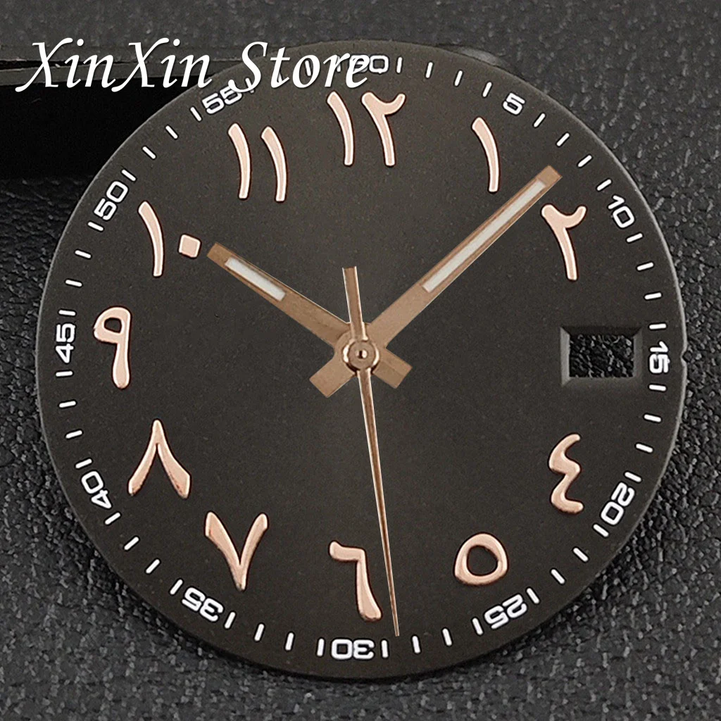 New Arabic Sky Blue NH35 28.5MM Sunburst Watch Dial Arabic Numeral Watch Faces With NH35 Watch Hands For NH35 NH36 4R Movement