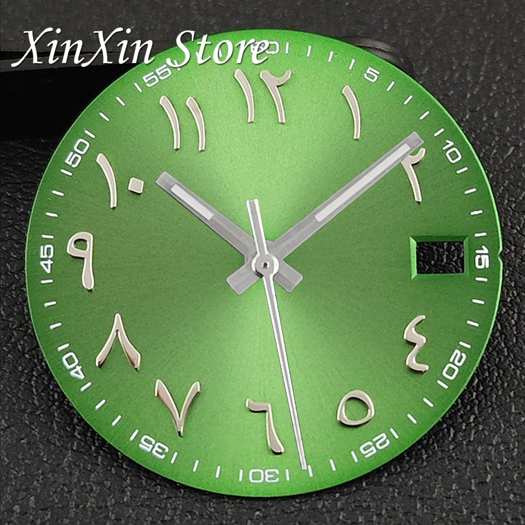 New Arabic Sky Blue NH35 28.5MM Sunburst Watch Dial Arabic Numeral Watch Faces With NH35 Watch Hands For NH35 NH36 4R Movement