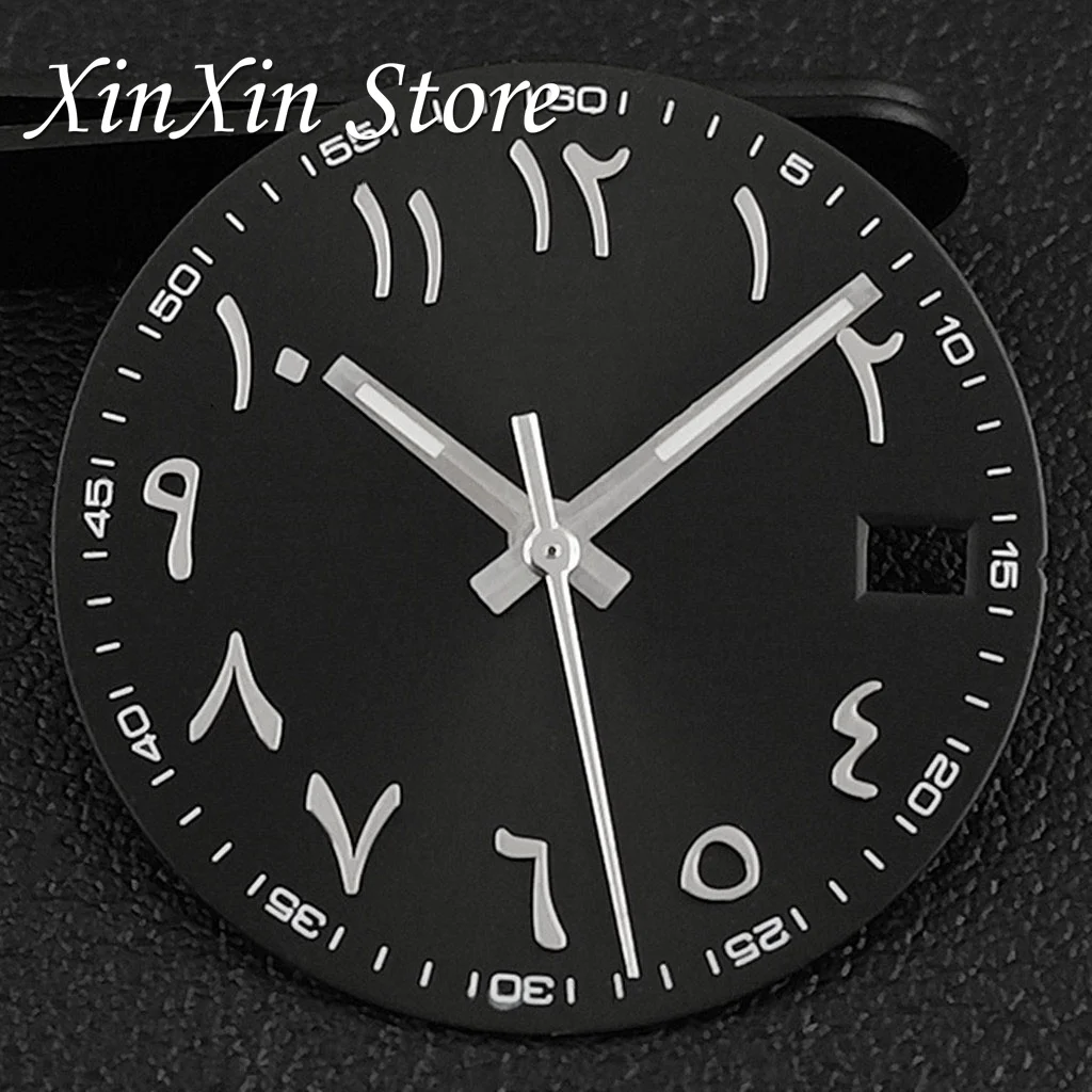 New Arabic Sky Blue NH35 28.5MM Sunburst Watch Dial Arabic Numeral Watch Faces With NH35 Watch Hands For NH35 NH36 4R Movement