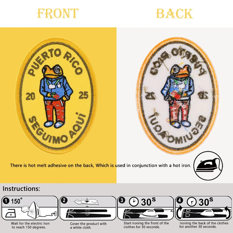 1PC Gentleman Frog With Rose Embroidered Patch Cartoon Funny Badge DIY Gift Iron On Patches For Clothing Cap Jacket Trucker Hat