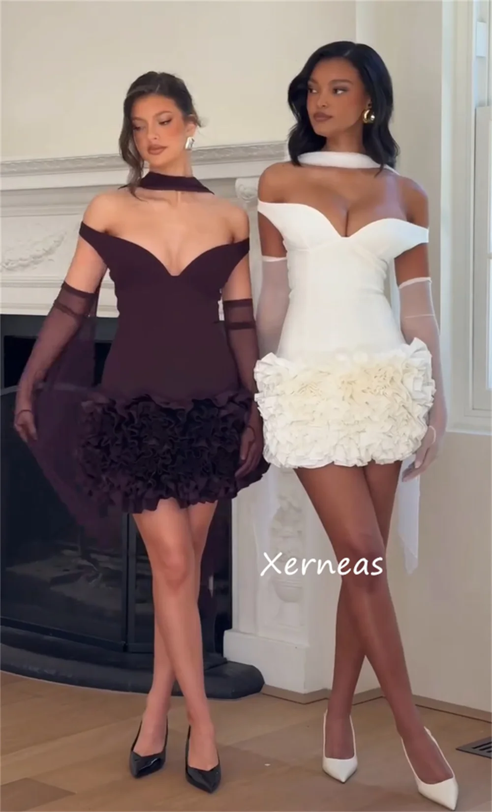 Customized High Quality Jersey Pleat Ruched A-line Off-the-shoulder Mini Dresses Bespoke Occasion Exquisite Pastrol