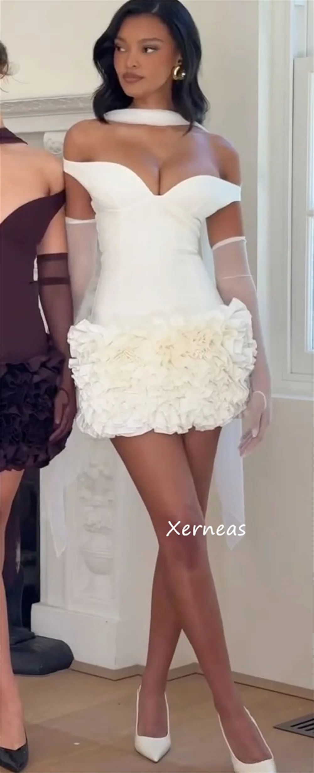 Customized High Quality Jersey Pleat Ruched A-line Off-the-shoulder Mini Dresses Bespoke Occasion Exquisite Pastrol