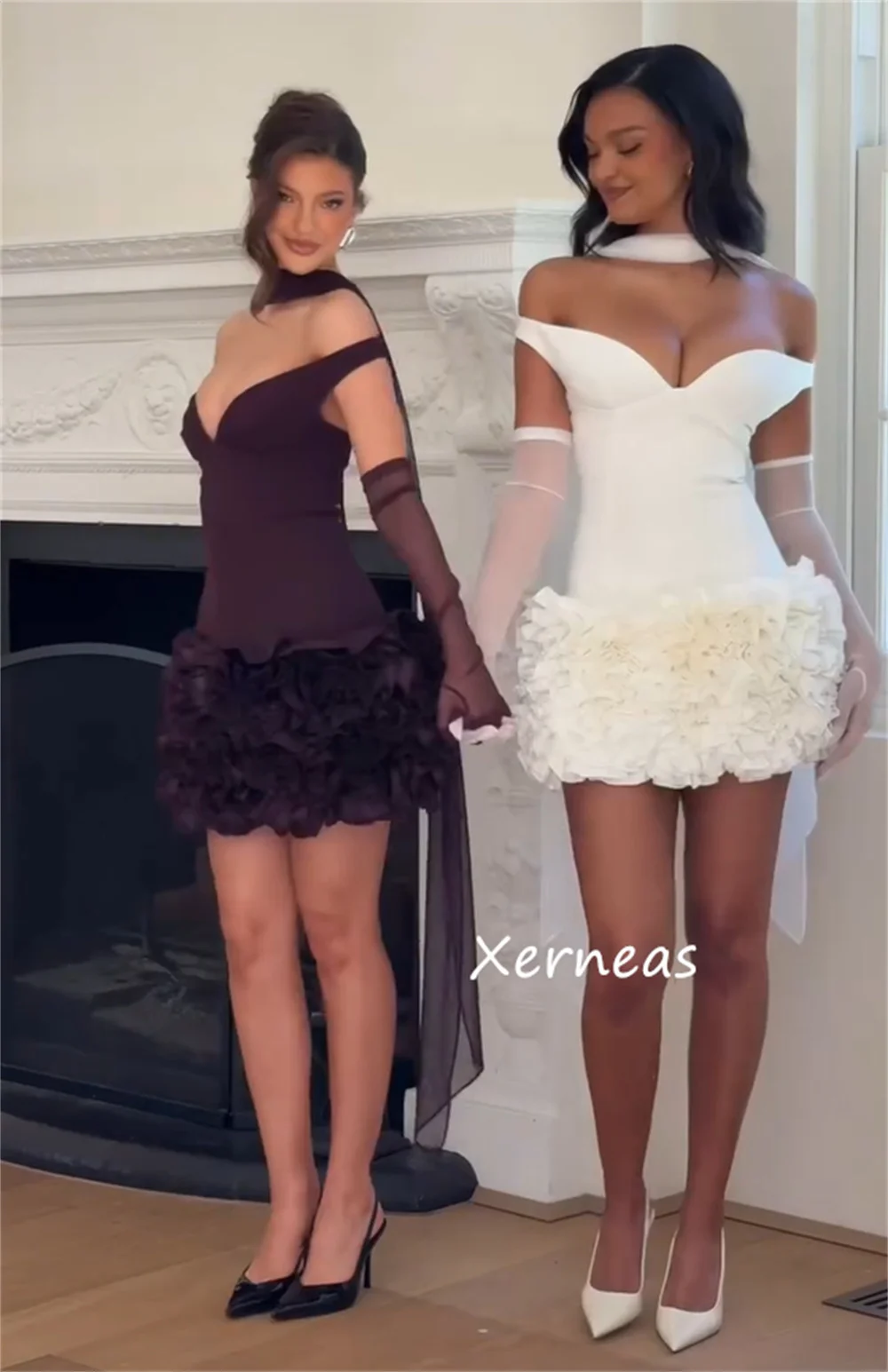 Customized High Quality Jersey Pleat Ruched A-line Off-the-shoulder Mini Dresses Bespoke Occasion Exquisite Pastrol