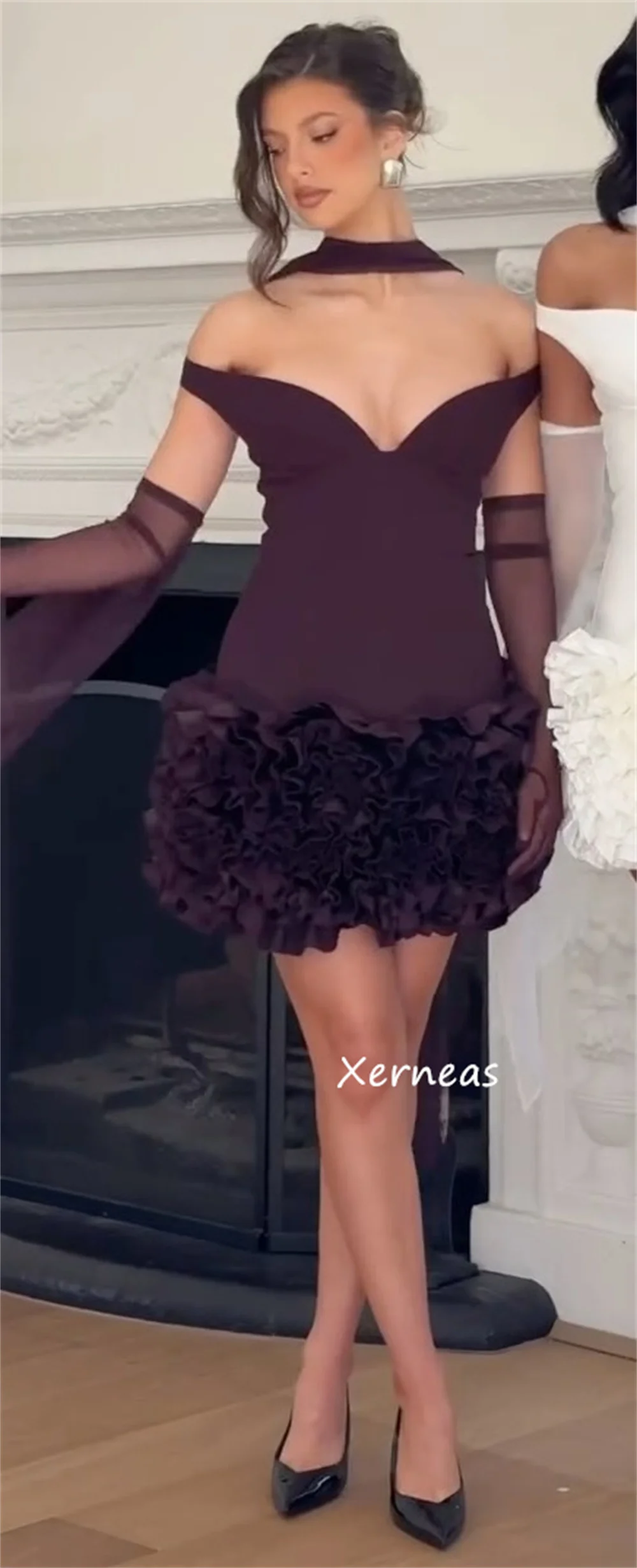 Customized High Quality Jersey Pleat Ruched A-line Off-the-shoulder Mini Dresses Bespoke Occasion Exquisite Pastrol