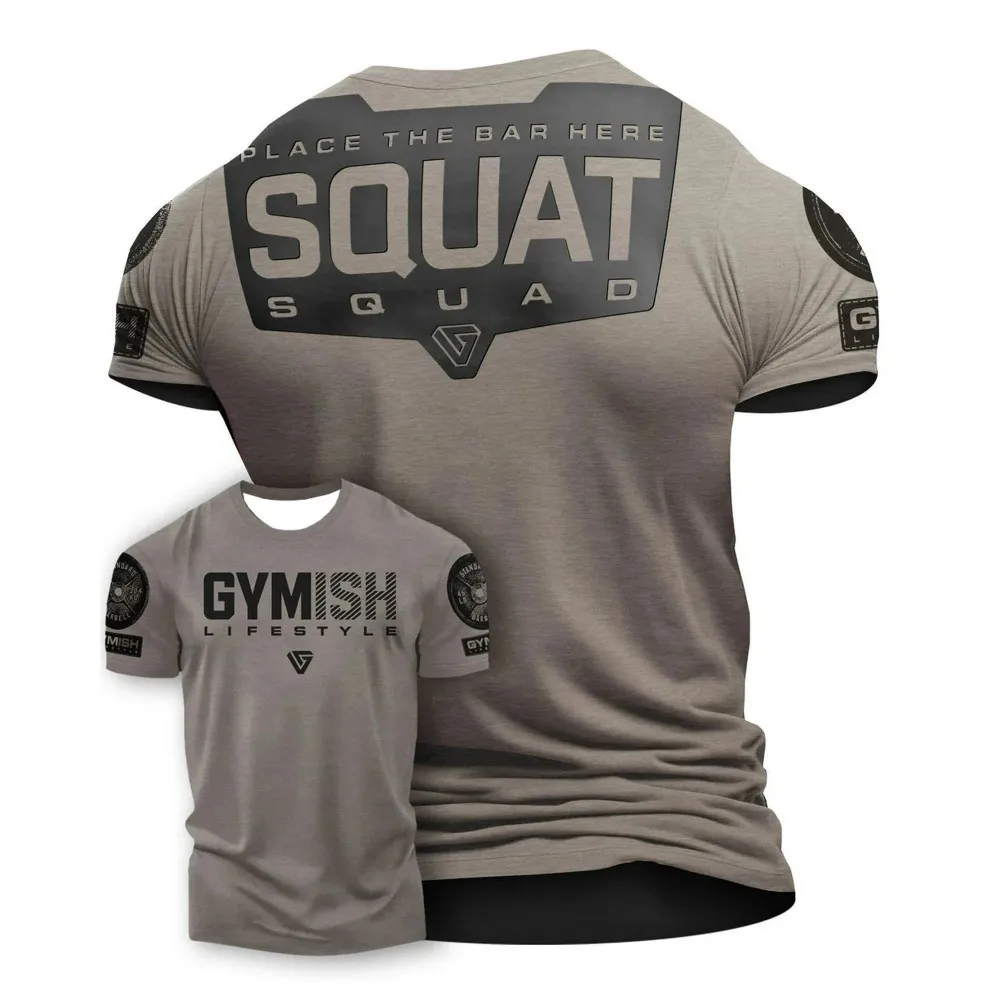 Hot Selling Summer Men's Gym Training Letter Printed Polyester Micro Elastic Breathable Round Neck T-Shirt Outdoor Sports Top