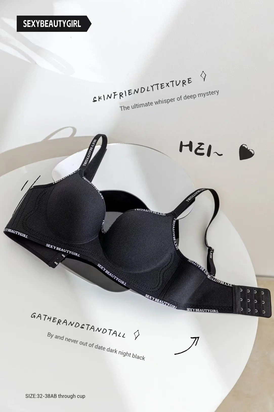 Trendy 2Pcs/Set Women's Seamless Solid Color Bras Sexy Letter Straps Wireless Push Up Underwear New Ladies Deep V Neck Brassiere