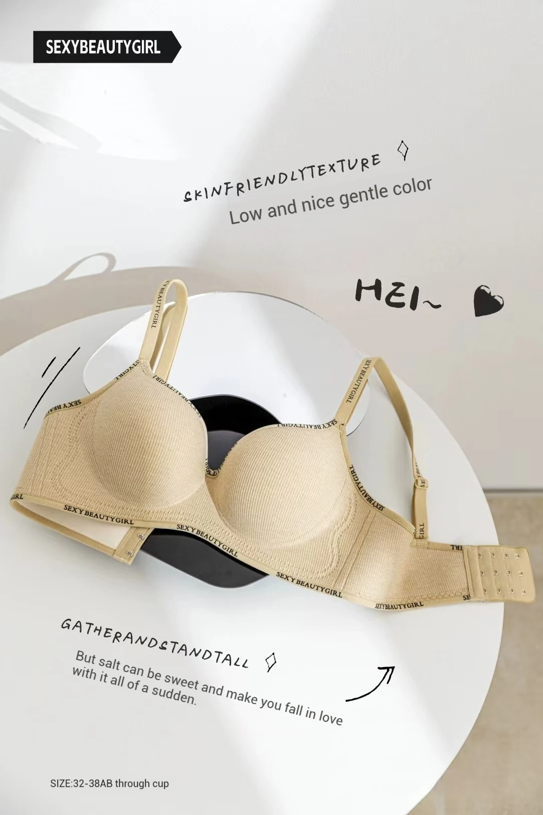 Trendy 2Pcs/Set Women's Seamless Solid Color Bras Sexy Letter Straps Wireless Push Up Underwear New Ladies Deep V Neck Brassiere