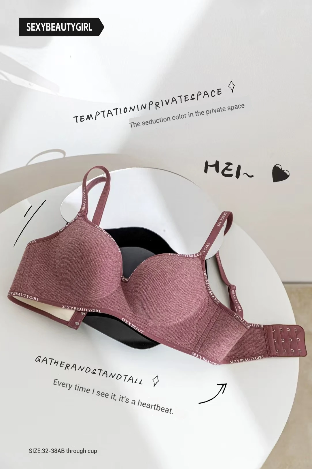 Trendy 2Pcs/Set Women's Seamless Solid Color Bras Sexy Letter Straps Wireless Push Up Underwear New Ladies Deep V Neck Brassiere