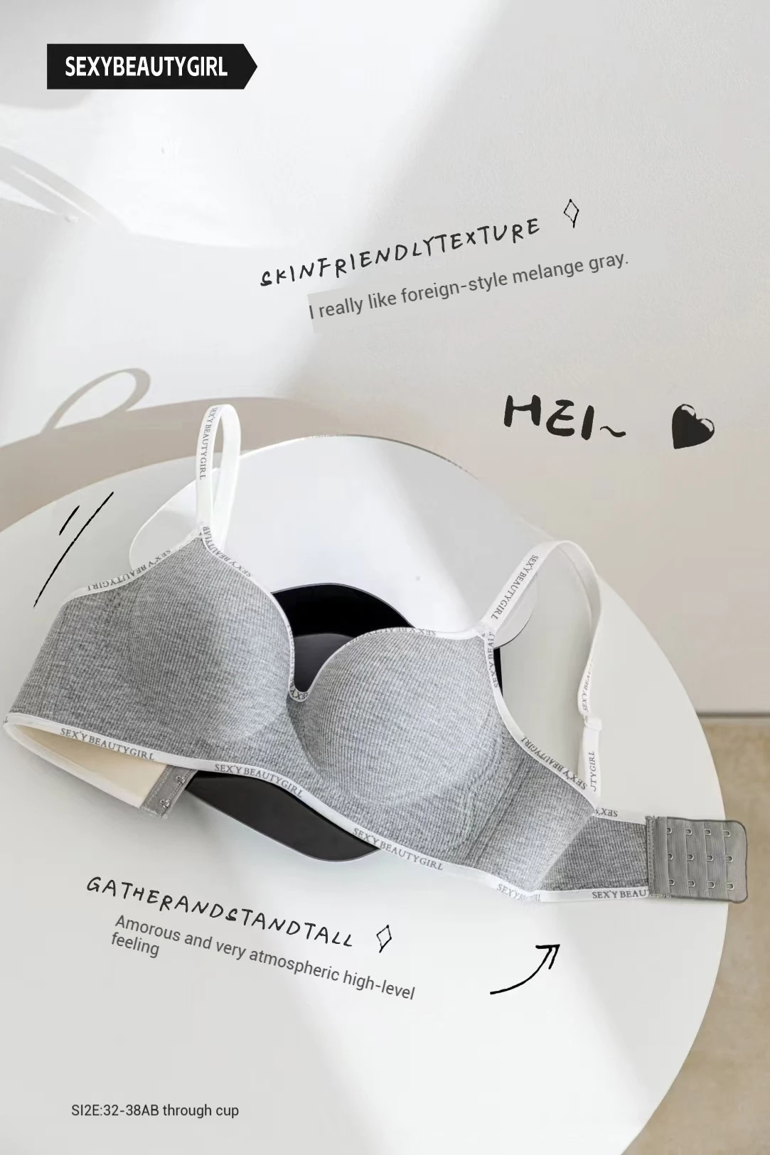 Trendy 2Pcs/Set Women's Seamless Solid Color Bras Sexy Letter Straps Wireless Push Up Underwear New Ladies Deep V Neck Brassiere