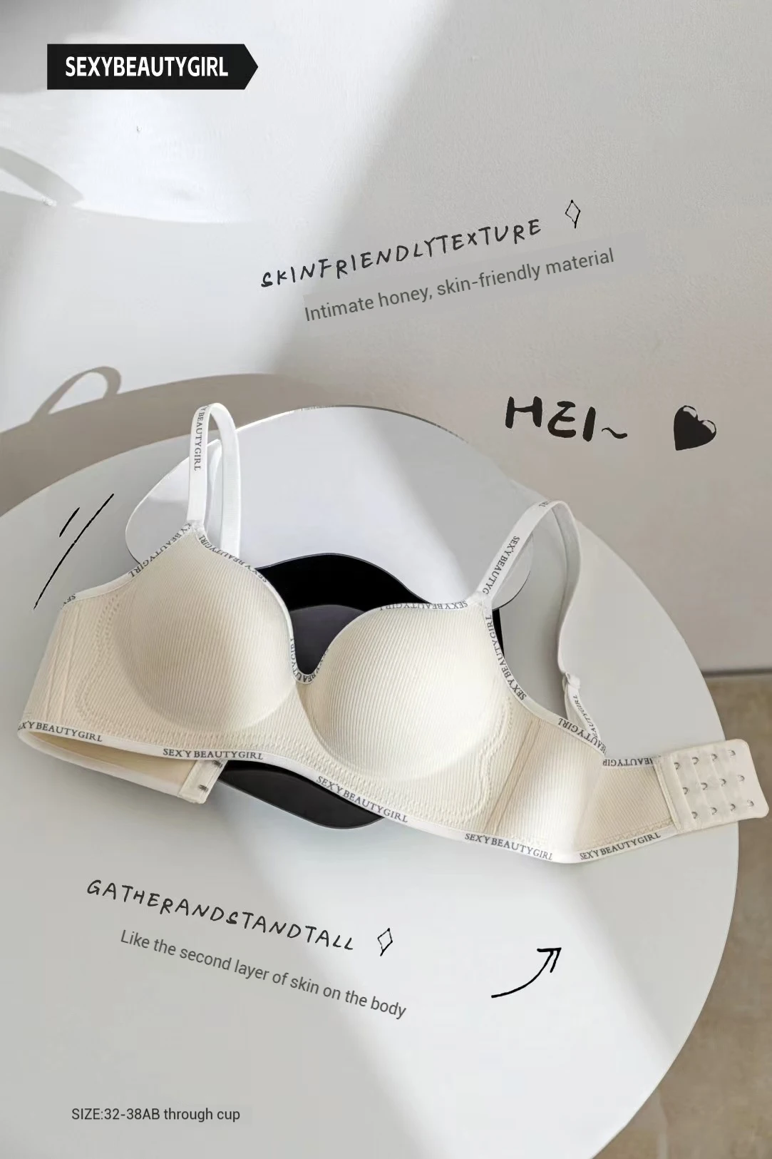 Trendy 2Pcs/Set Women's Seamless Solid Color Bras Sexy Letter Straps Wireless Push Up Underwear New Ladies Deep V Neck Brassiere