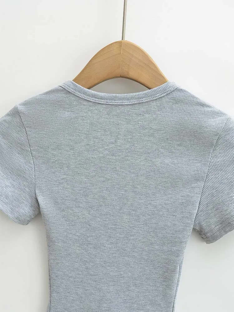 Women's Slim Fit Square Collar Crop Top High Stretch Short Sleeve Pullover Sexy Summer Blouse T-shirt for Bottoming