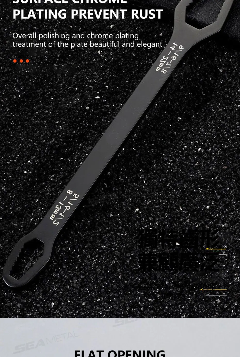 SEAMETAL Universal Torx Wrench Adjustable Wrench Board Double-head Multipurpose Torx Spanner Repair Hand Tools 3-17mm 8-24mm