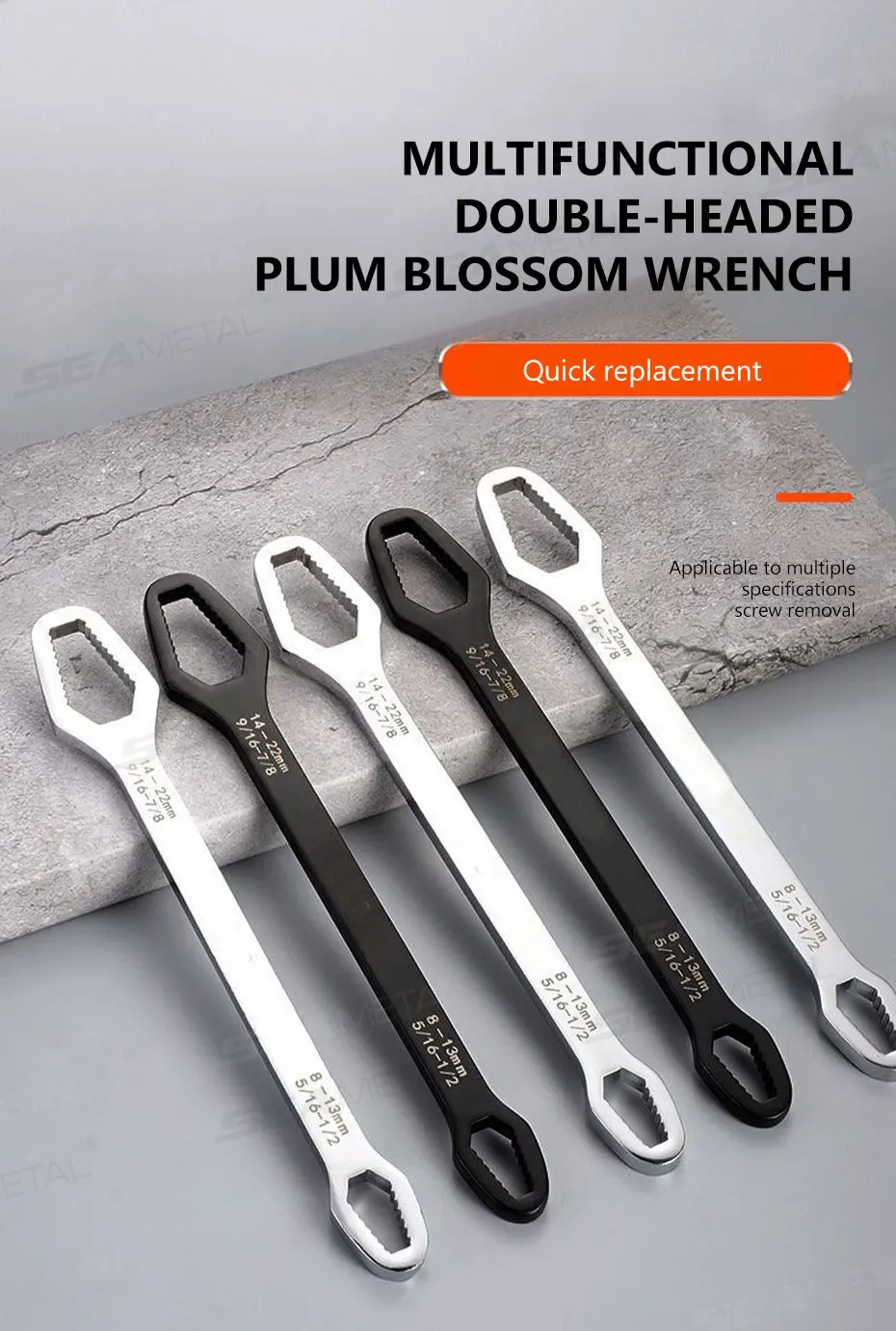 SEAMETAL Universal Torx Wrench Adjustable Wrench Board Double-head Multipurpose Torx Spanner Repair Hand Tools 3-17mm 8-24mm