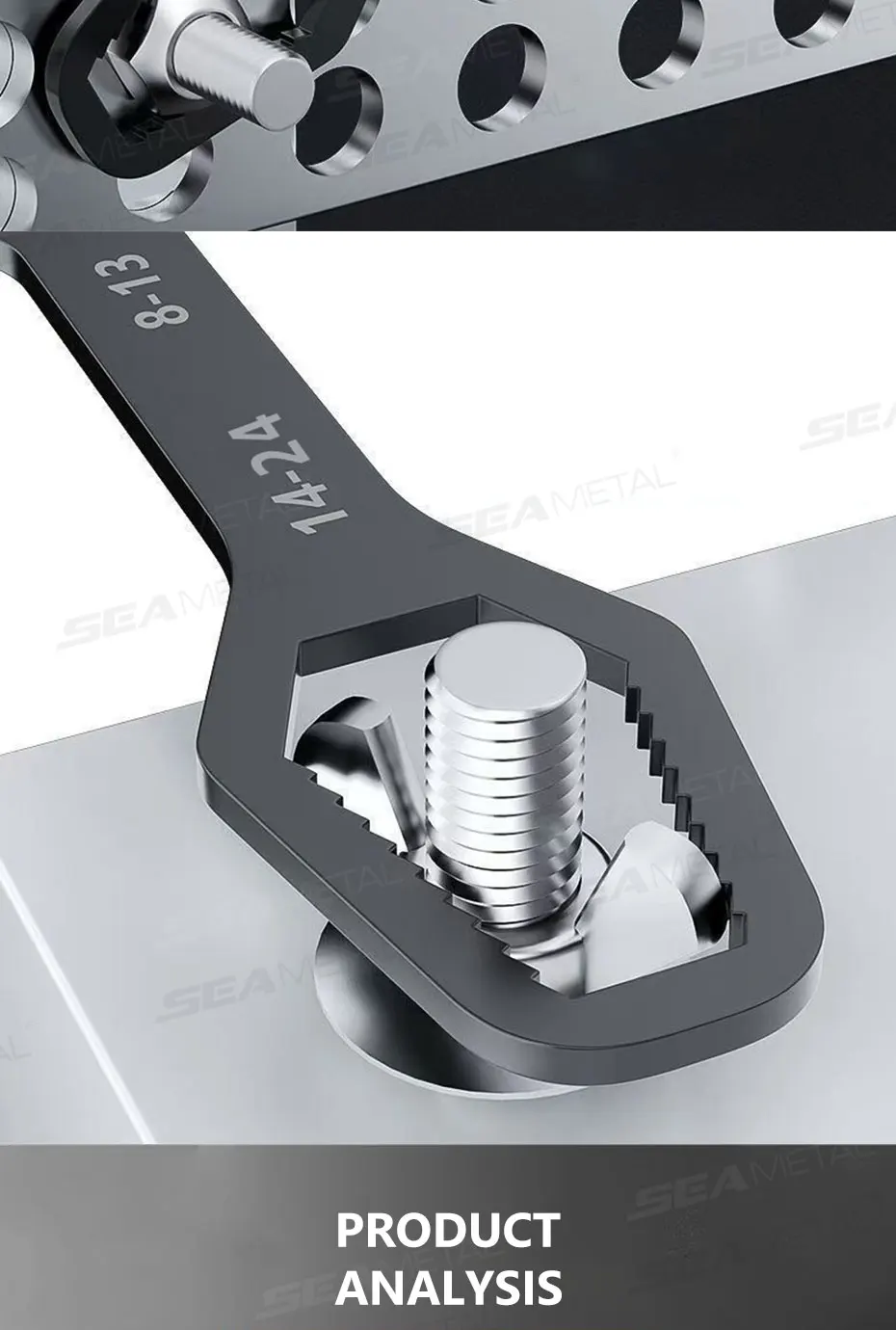 SEAMETAL Universal Torx Wrench Adjustable Wrench Board Double-head Multipurpose Torx Spanner Repair Hand Tools 3-17mm 8-24mm
