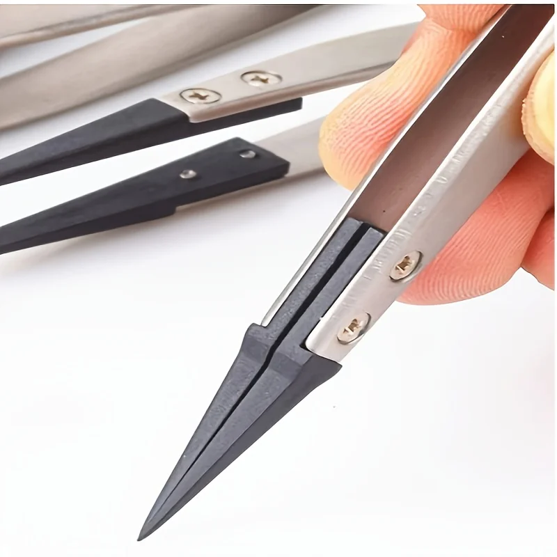 ESD anti-static precision tweezers - anti-static tips, heavy-duty metal,suitable for electronics,Electronics & Jewelry Repair