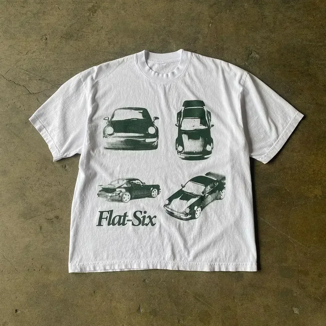 American Fashion Oversized Printing Loose Short T-shirt Men Women Y2K Harajuku Hip-Hop Gothic Casual Joker Couple StreetWear Top