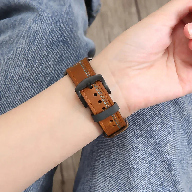 Genuine Leather loop strap For Apple watch Ultra2 band 44mm 45mm 49mm 40mm 42/46mm/41mm bracelet iWatch series 10 9 8 7 4 5 6 se