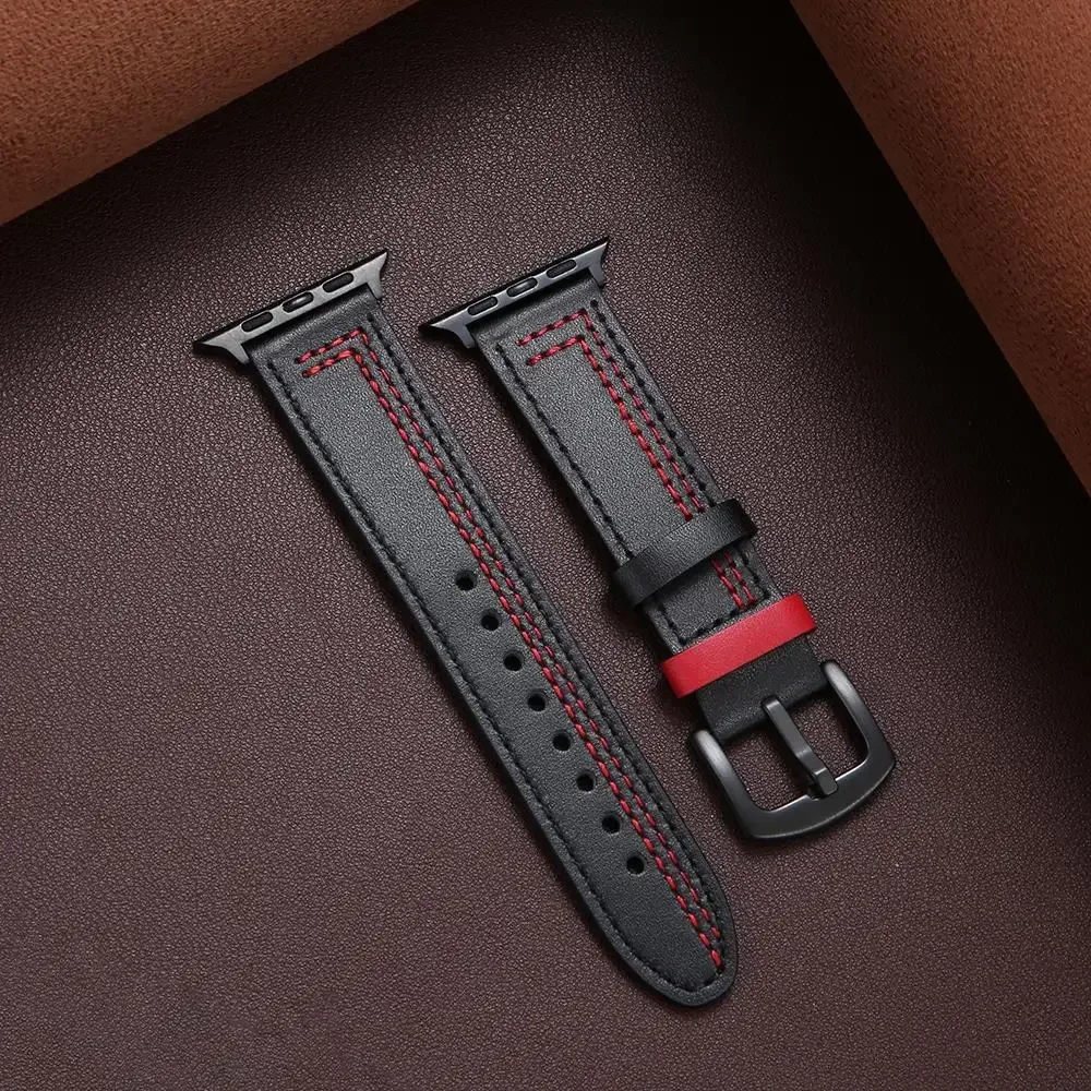 Genuine Leather loop strap For Apple watch Ultra2 band 44mm 45mm 49mm 40mm 42/46mm/41mm bracelet iWatch series 10 9 8 7 4 5 6 se