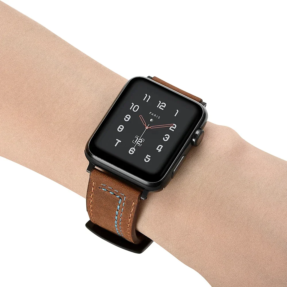 Genuine Leather loop strap For Apple watch Ultra2 band 44mm 45mm 49mm 40mm 42/46mm/41mm bracelet iWatch series 10 9 8 7 4 5 6 se