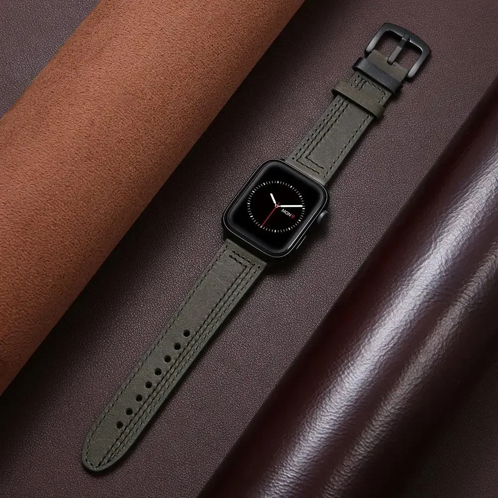 Genuine Leather loop strap For Apple watch Ultra2 band 44mm 45mm 49mm 40mm 42/46mm/41mm bracelet iWatch series 10 9 8 7 4 5 6 se