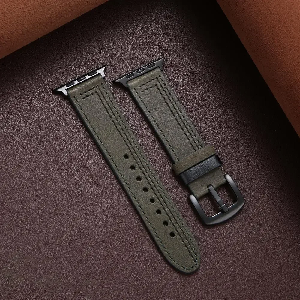 Genuine Leather loop strap For Apple watch Ultra2 band 44mm 45mm 49mm 40mm 42/46mm/41mm bracelet iWatch series 10 9 8 7 4 5 6 se