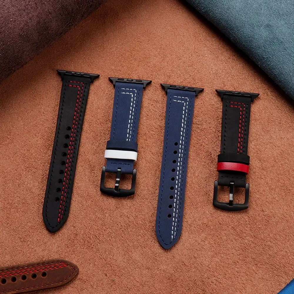 Genuine Leather loop strap For Apple watch Ultra2 band 44mm 45mm 49mm 40mm 42/46mm/41mm bracelet iWatch series 10 9 8 7 4 5 6 se