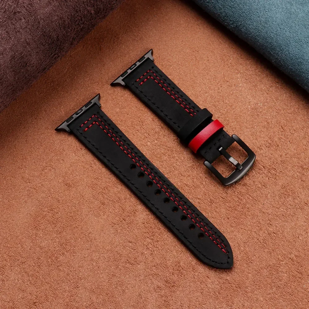 Genuine Leather loop strap For Apple watch Ultra2 band 44mm 45mm 49mm 40mm 42/46mm/41mm bracelet iWatch series 10 9 8 7 4 5 6 se