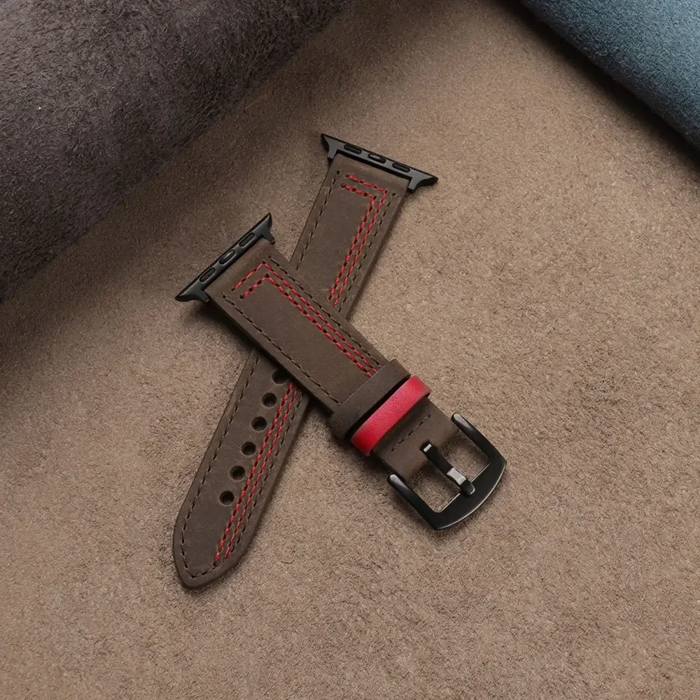 Genuine Leather loop strap For Apple watch Ultra2 band 44mm 45mm 49mm 40mm 42/46mm/41mm bracelet iWatch series 10 9 8 7 4 5 6 se