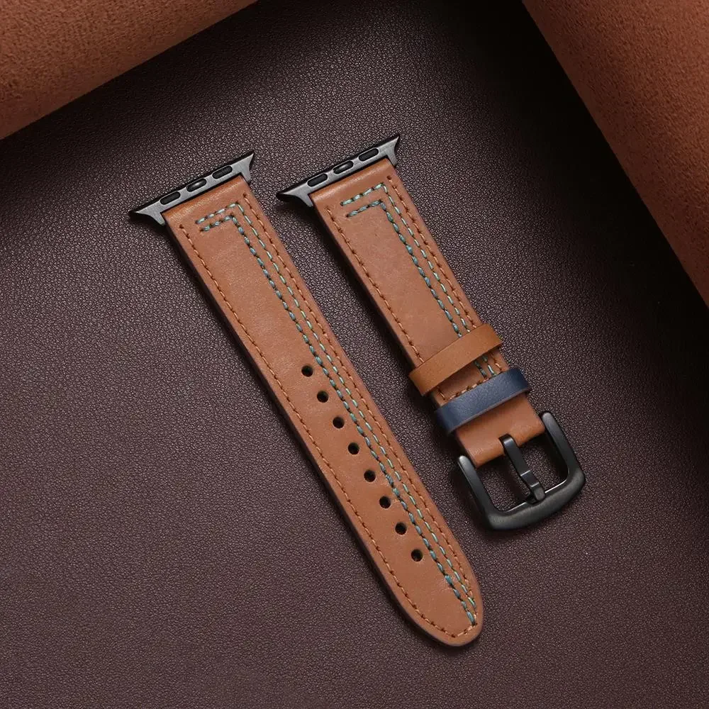 Genuine Leather loop strap For Apple watch Ultra2 band 44mm 45mm 49mm 40mm 42/46mm/41mm bracelet iWatch series 10 9 8 7 4 5 6 se