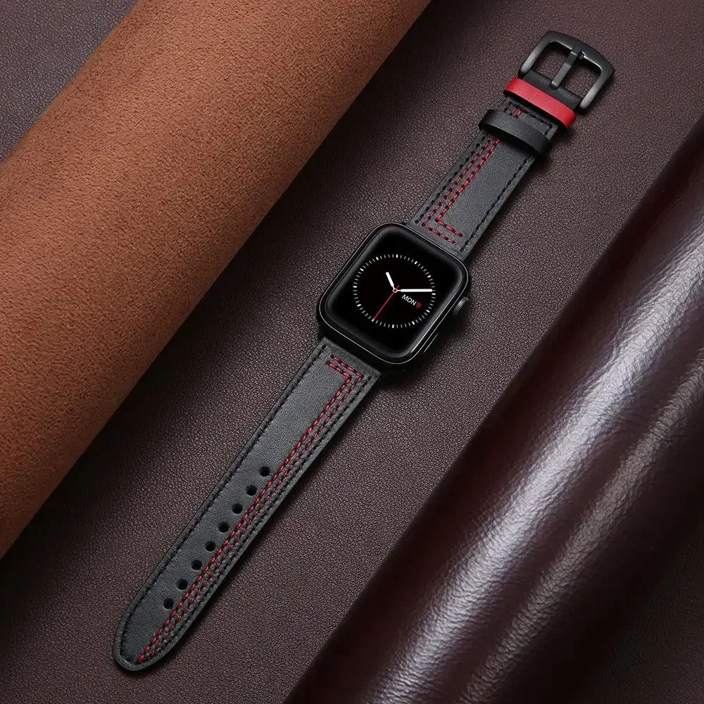 Genuine Leather loop strap For Apple watch Ultra2 band 44mm 45mm 49mm 40mm 42/46mm/41mm bracelet iWatch series 10 9 8 7 4 5 6 se