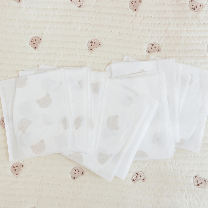 50-Pack Disposable Bibs for Babies Aged 6 Months to 2 Years Cartoon Bear Feeding Bib for Boy Girl Non-woven Drool Towel