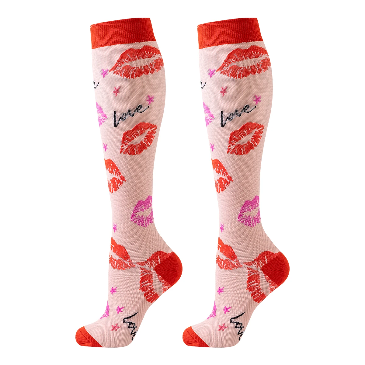 6 Pairs Golden Color Heart Compression Socks Women Nurse Compression stocking Fashion Girl Women Compression Socks Nurse