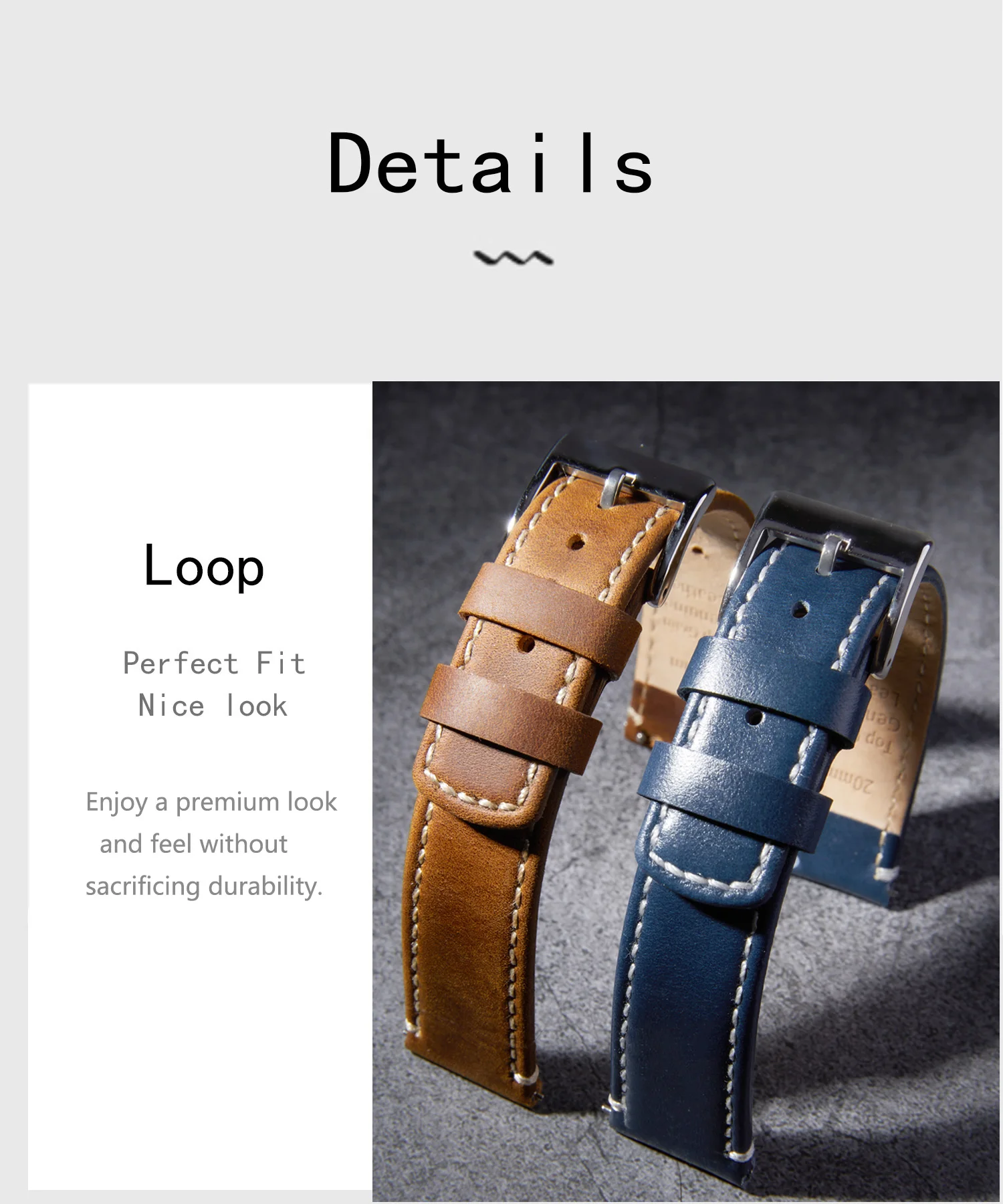 Top Grain Genuine Leather Watch Band, Quick Release 20mm/22mm Watch Strap, Fits Samsung Galaxy Watch, Men and Women Watch band