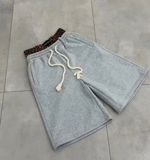 American High Street Fashion Brand Y2K Double Waist Embroidered Design Casual Loose Five Quarter Shorts