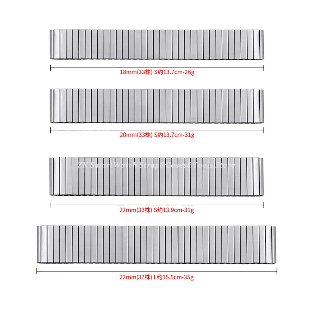 18mm 20mm 22mm Stretch Expansion Stainless Steel Watch Band Strap Metal Elastic Belt Accessories Men Women Matte Strap Bracelets