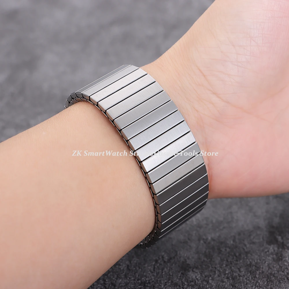 18mm 20mm 22mm Stretch Expansion Stainless Steel Watch Band Strap Metal Elastic Belt Accessories Men Women Matte Strap Bracelets