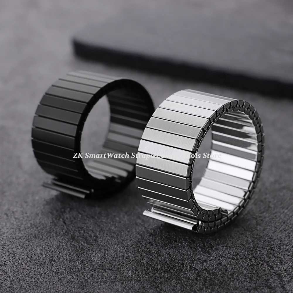 18mm 20mm 22mm Stretch Expansion Stainless Steel Watch Band Strap Metal Elastic Belt Accessories Men Women Matte Strap Bracelets